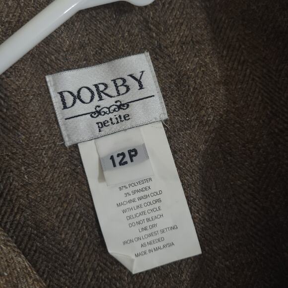 Vintage Cropped Blazer Womens 12 Petite Dorby Brown 80s 90s Preppy Acade… - Picture 3 of 11